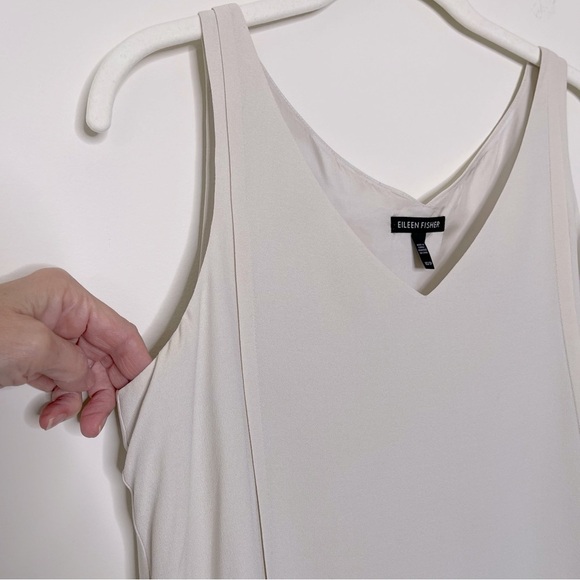 Eileen Fisher Silk Satin Sleeveless Shift Dress quiet luxury minimalist - Picture 3 of 9